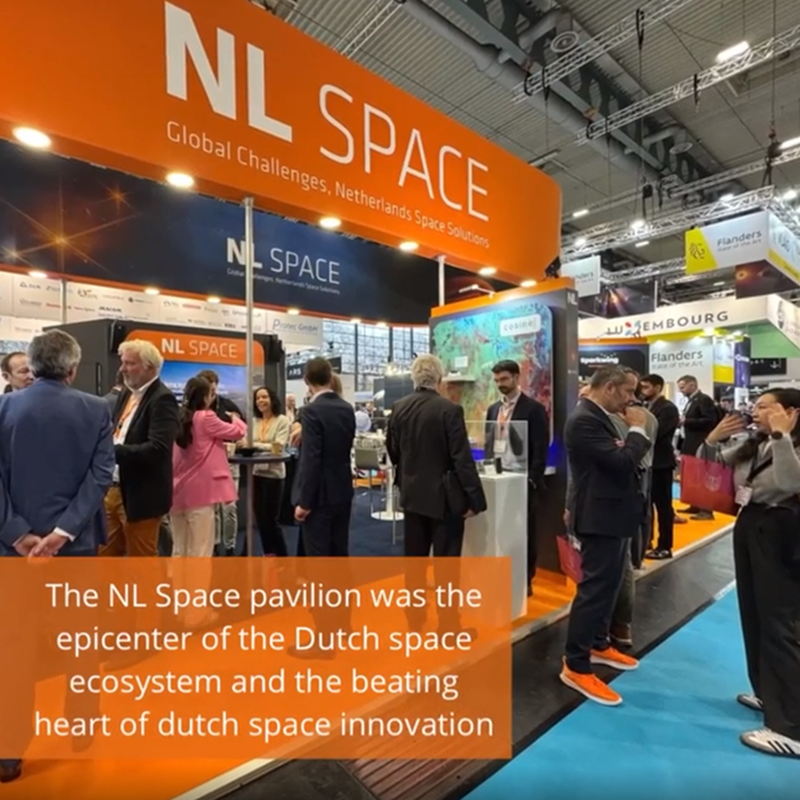 space business professionals at trade fair exhibition booth