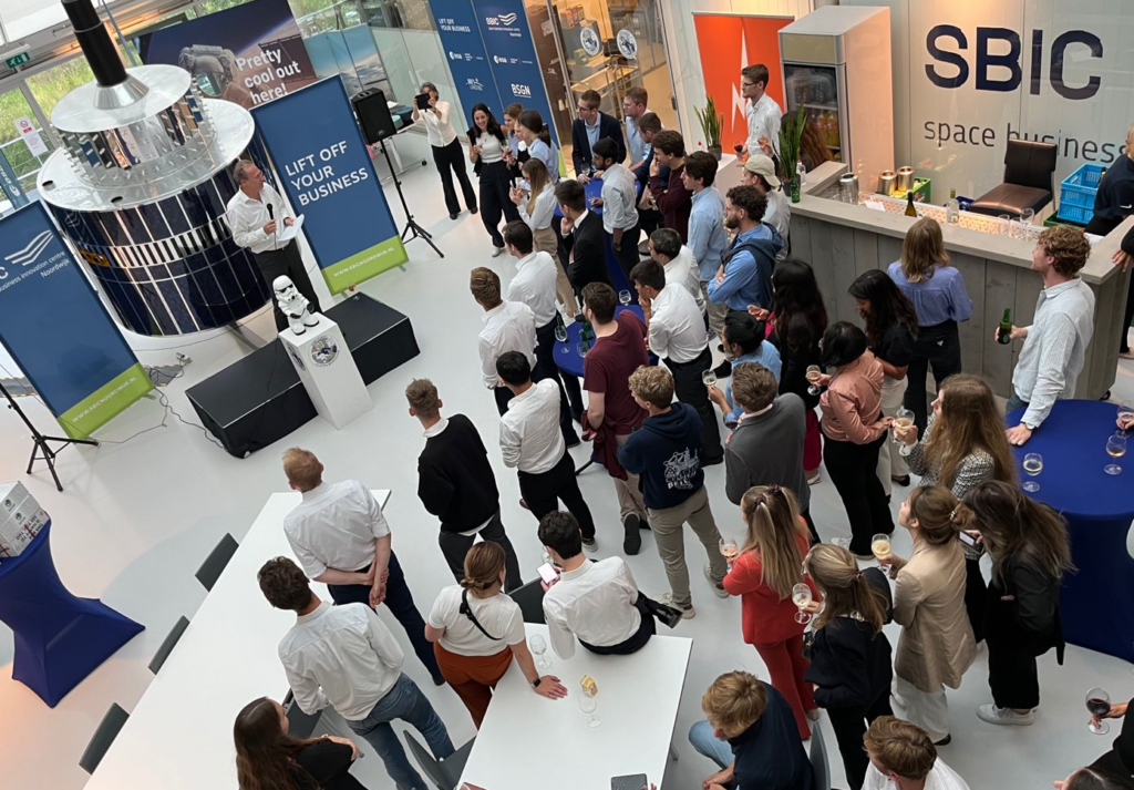 MSc students and startups in the atrium at SBIC Noordwijk