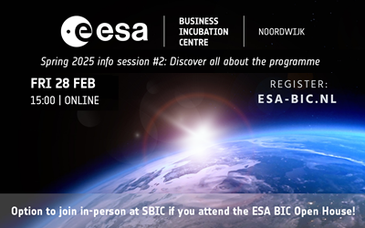 banner for ESA BIC with sunrise over the Earth's horizon as viewed from space