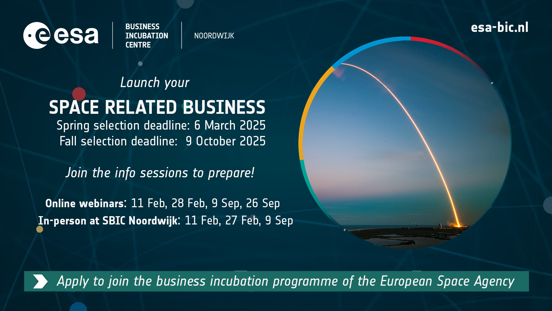 satellite visual to promote the Dutch business incubation programme of the European Space Agency, ESA BIC Noordwijk