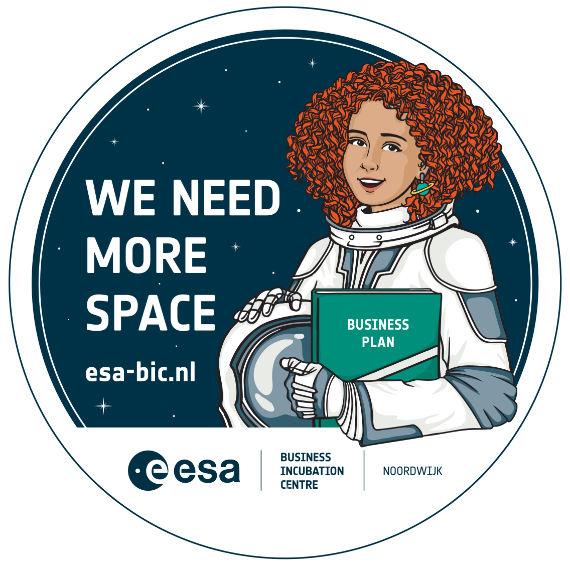 astronaut holding business plan on ESA BIC Noordwijk visual