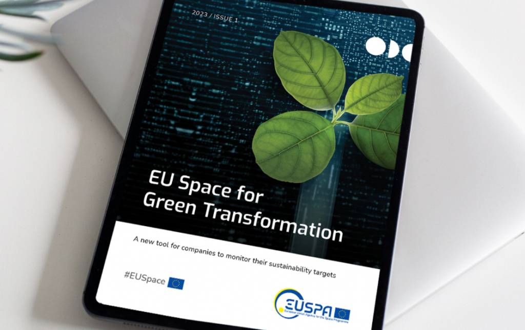 EU Space report with a plant against a digital background