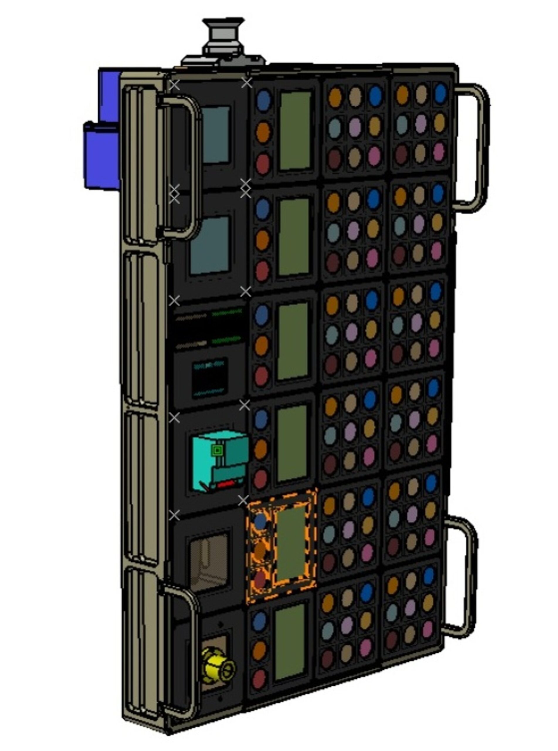 test unit with material samples between two aluminium plates