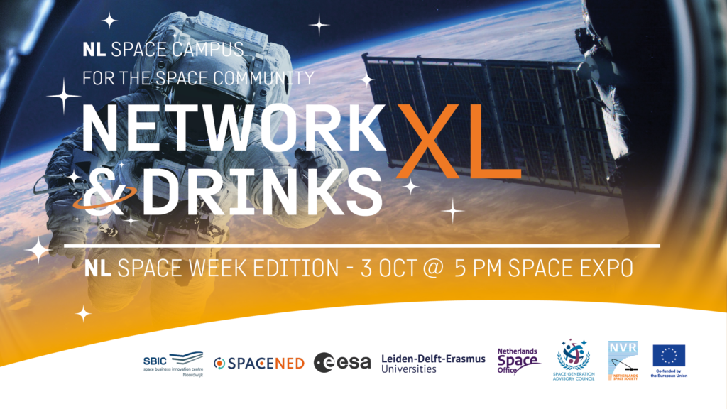 astronaut on the NL Space Campus Network & Drinks XL banner