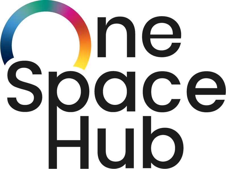 OneSpaceHub logo with the rainbow arc in place of the capital O