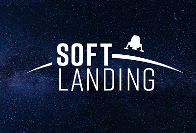 Soft Landing logo on starry background