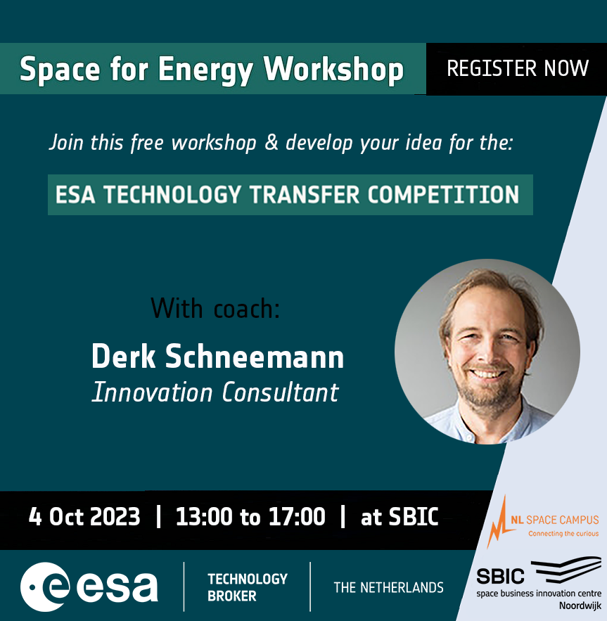 Space for Energy workshop by Derk Schneemann for the ESA Technology Transfer Competition at SBIC Noordwijk on 4 October