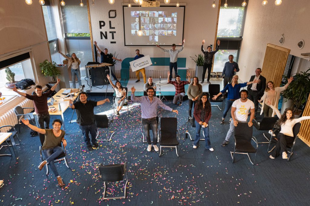 Celebration at Copernicus Hackathon Leiden