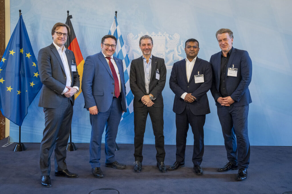 space business professionals on stage at ESA network meeting in Munich