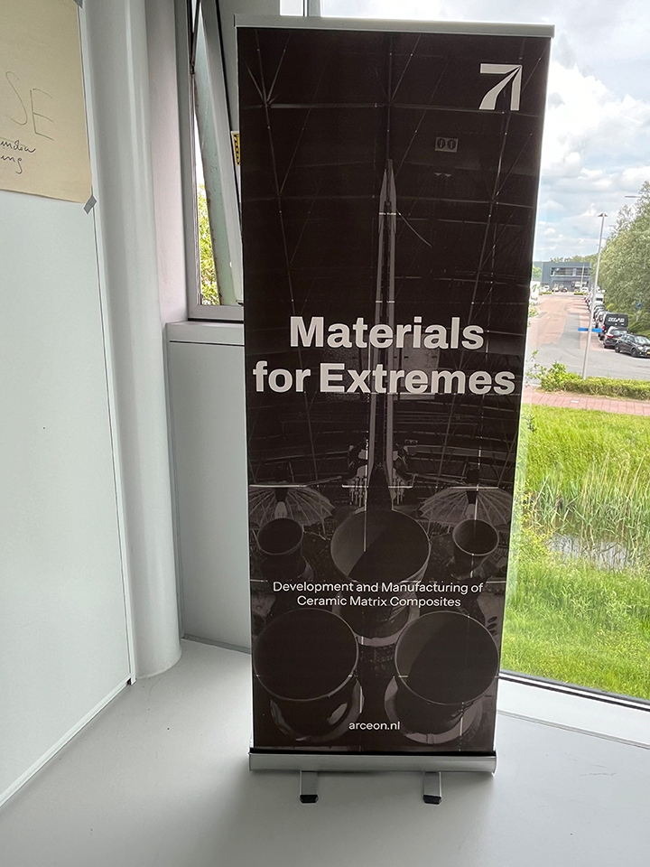 space business pull-up banner illustrating materials for extremes at SBIC Noordwijk