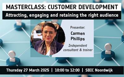 customer development event promo banner with headshot of presenter