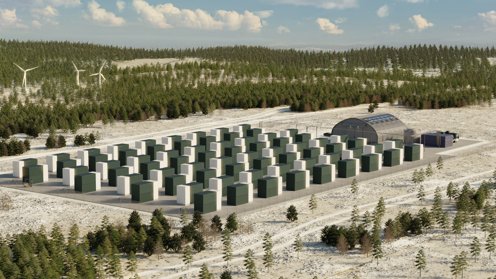 DAC units in facility surrounded by trees